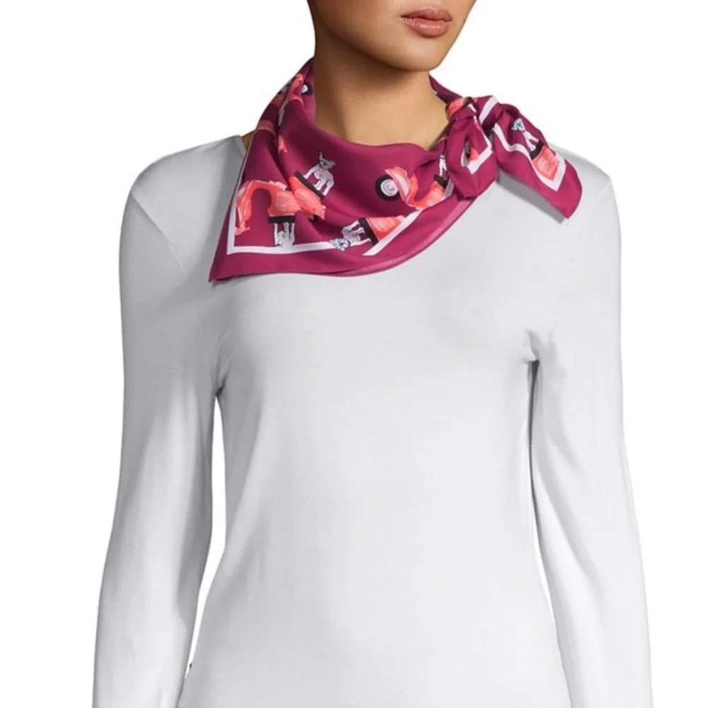 NWT BCBGenration Classic Printed Plum SquareScarf Small